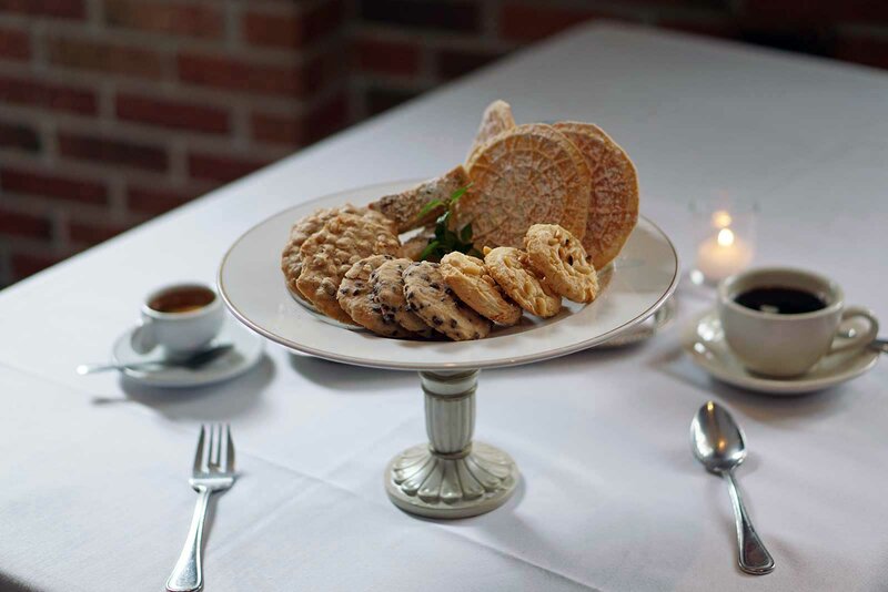 Tray of cookies with coffee drinks