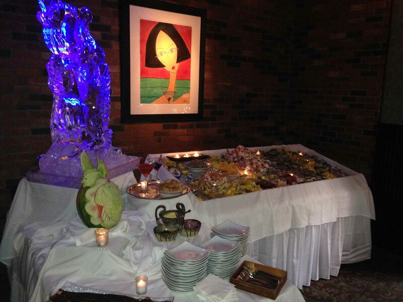 Ice sculpture at private dining buffet